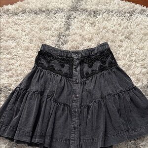 Brand New Free People August Washed Denim Black Skirt
